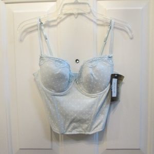 Vtg Parish baby blue polka dots bustier Sz 34B